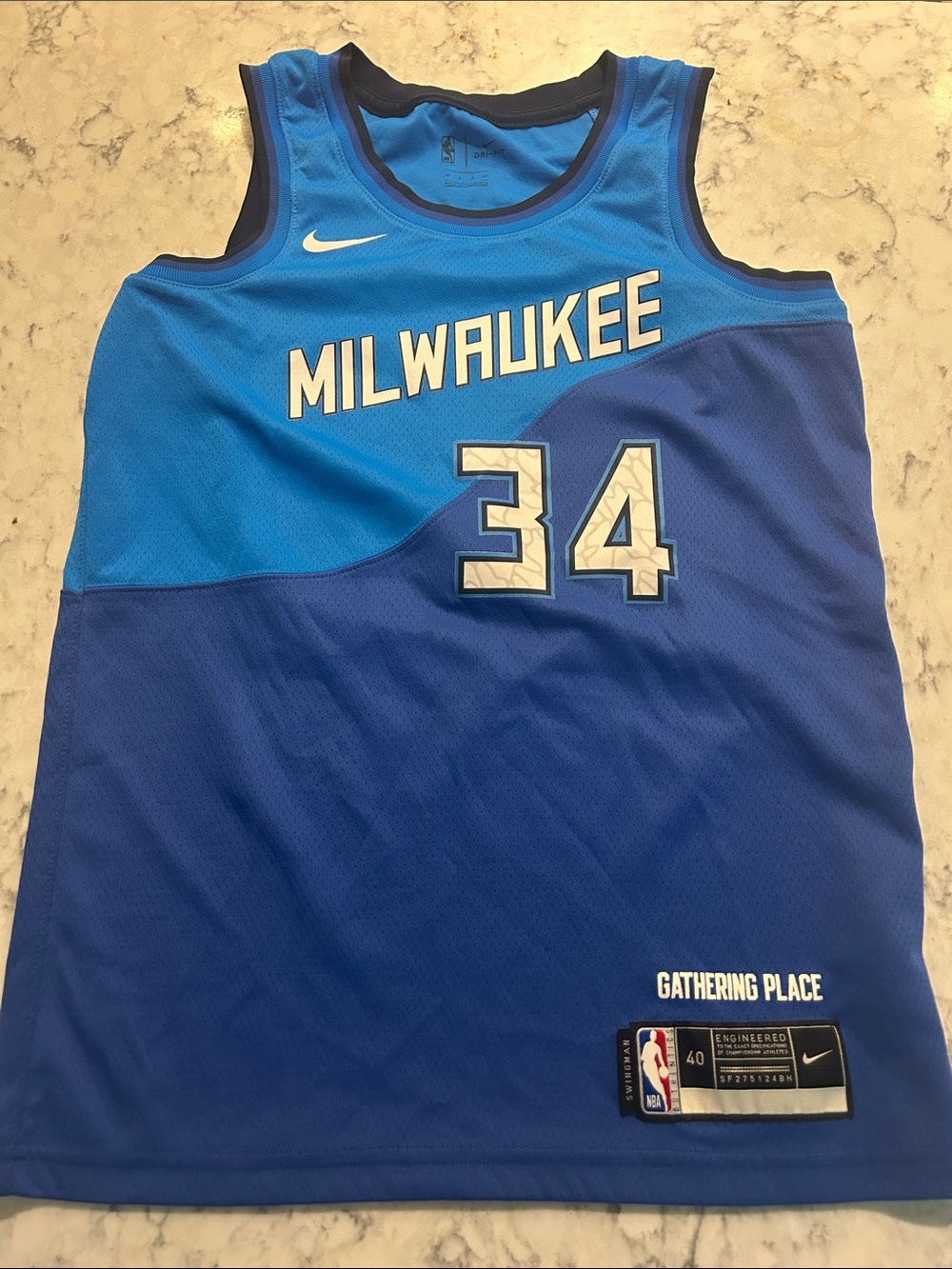Nike Milwaukee Blue Two-Tone #34 Basketball Jersey